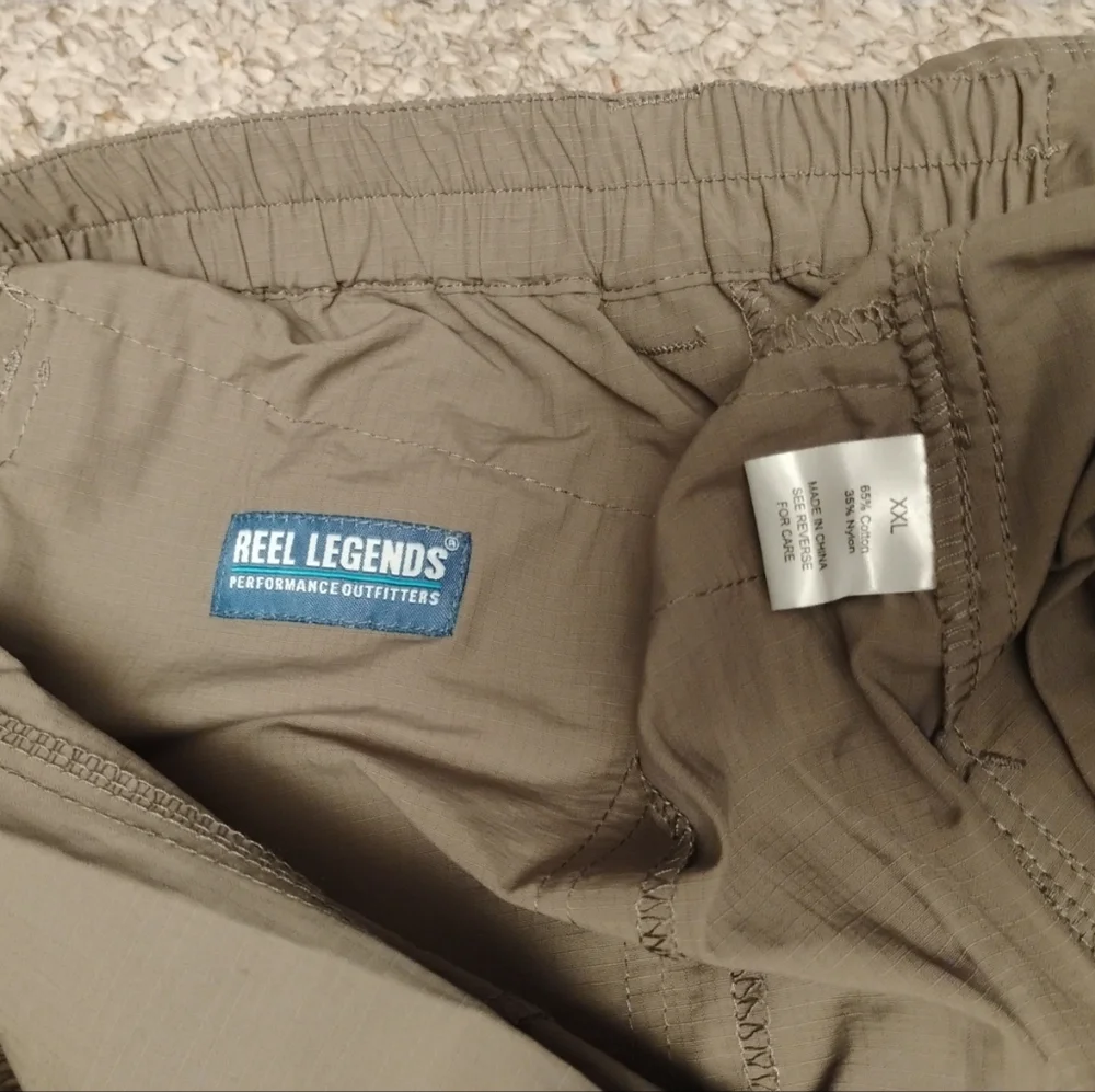 NEW Reel Legends Mens XXL Ripstop Fishing Shorts Size 42x6 Khaki Cargo